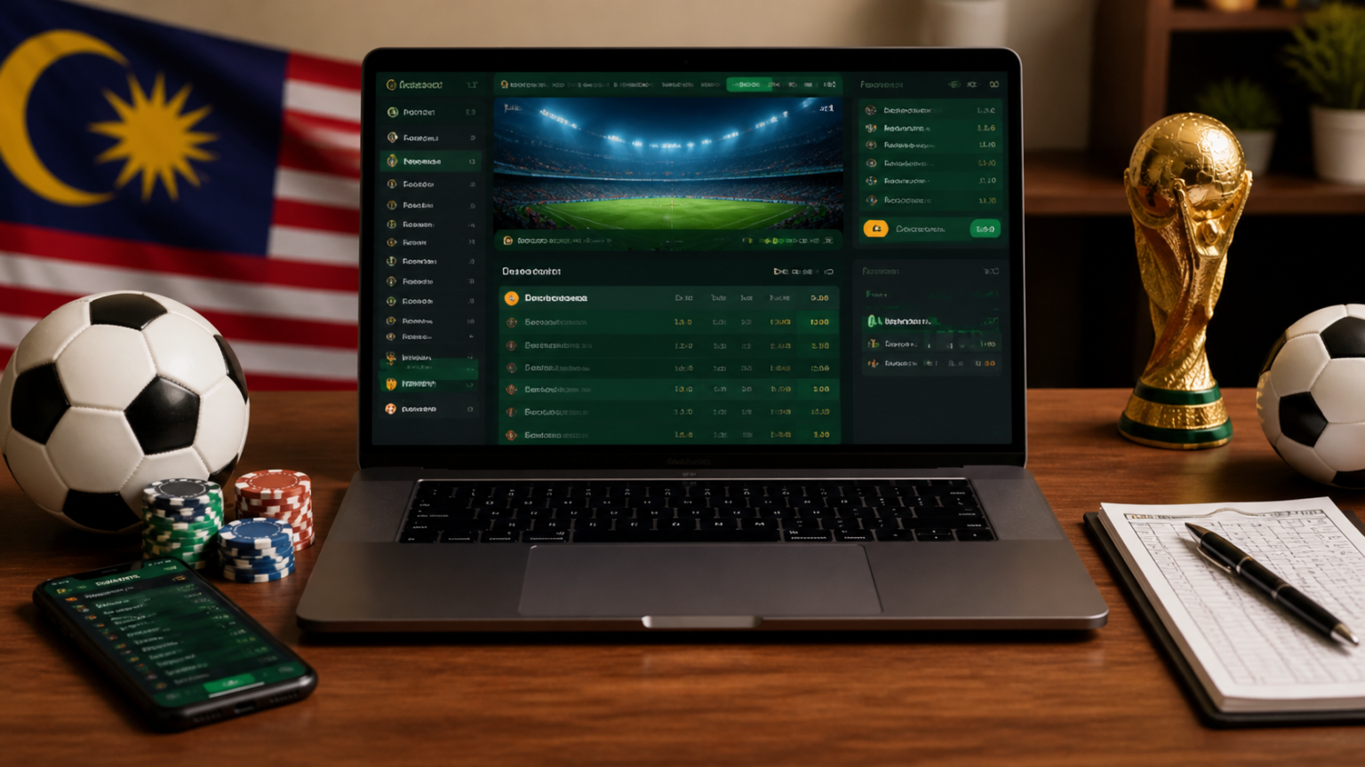 Online betting interface on a laptop for Malaysia sports betting
