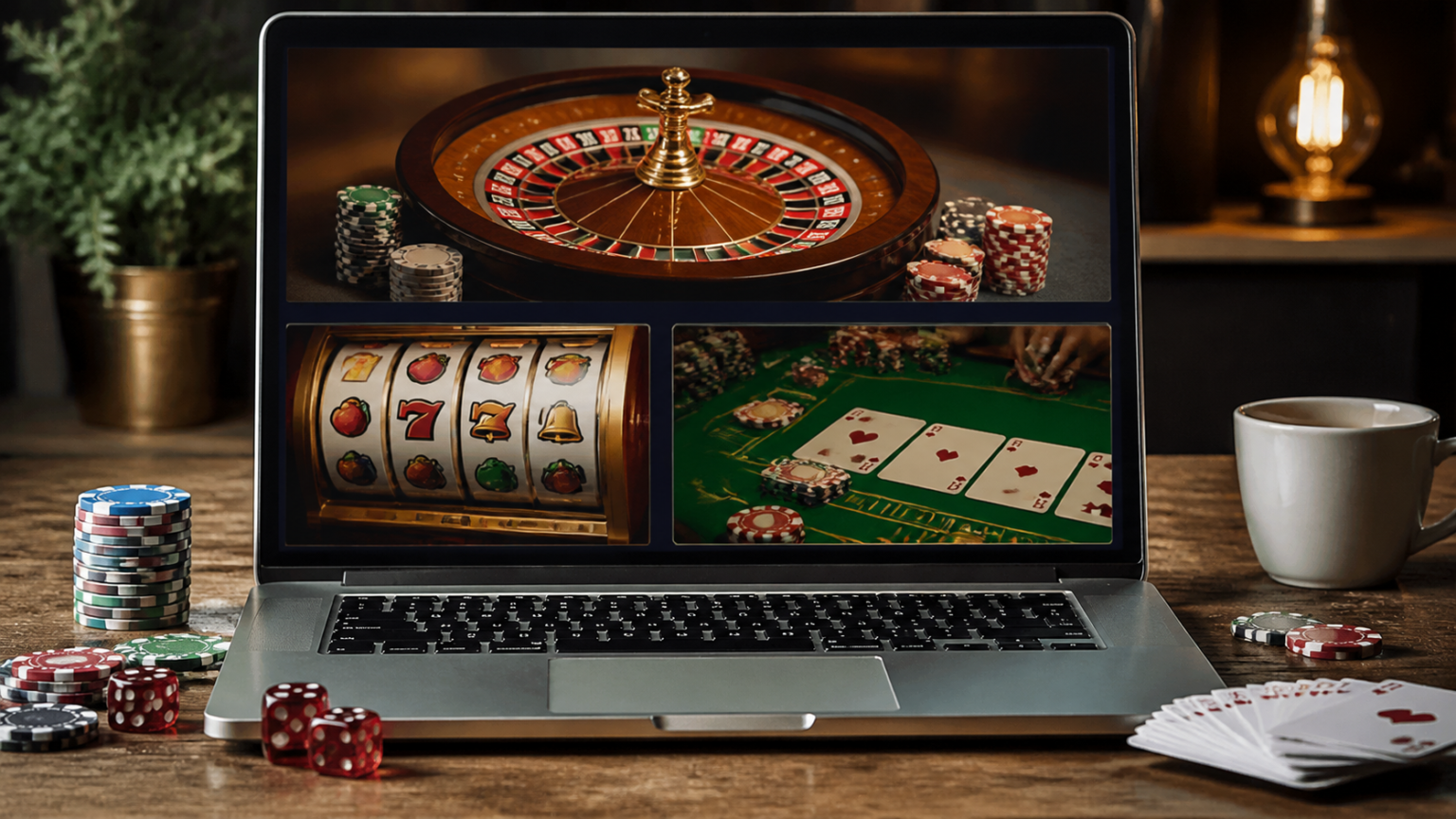 Guida ai casino online non aams: criteri e aspetti da valutare Interfaccia di un casino online su laptop con giochi visibili