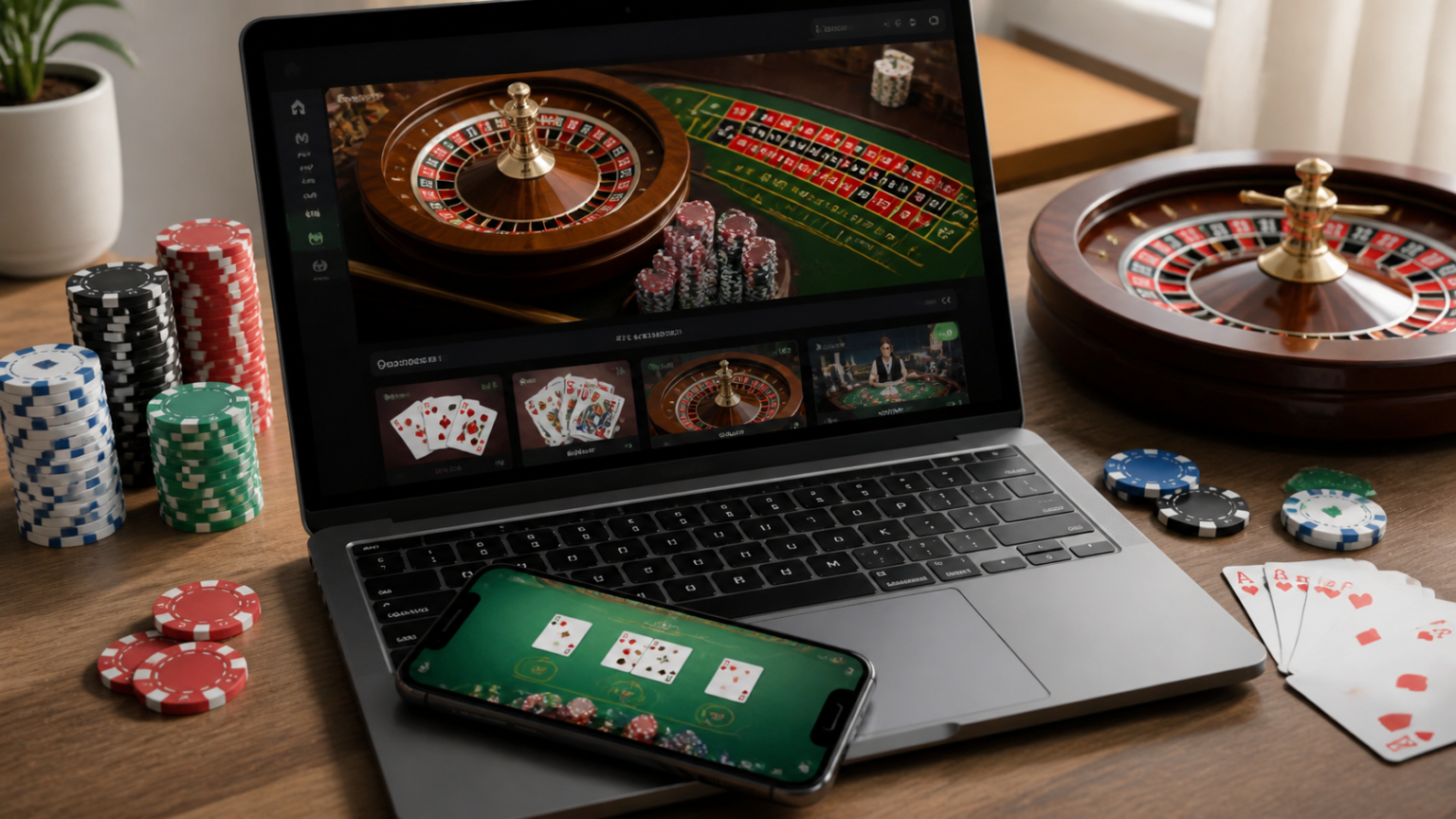 Online betting Singapore interface with casino chips and roulette wheel