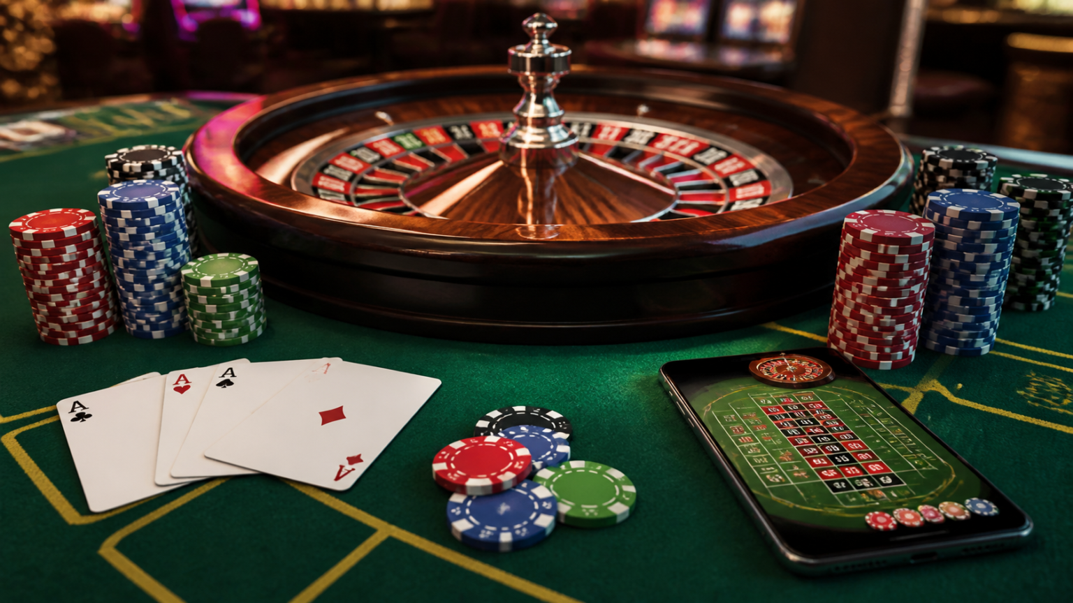 What to Look for in a Malaysian Online Casino Casino table with roulette wheel and smartphone showing online casino